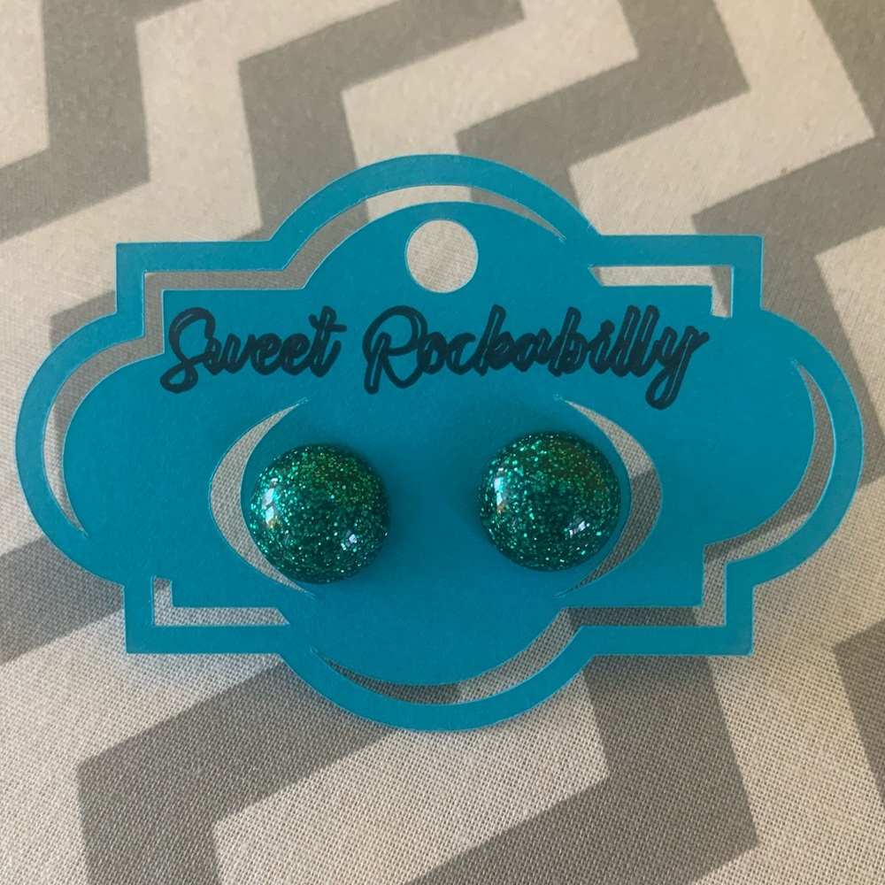 Green Glitter Earrings💚☘️💚🍀💚